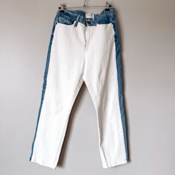 Frame Denim Le High Straight High Rise White and Blue Denim Size 30 - Picture 2 of 9